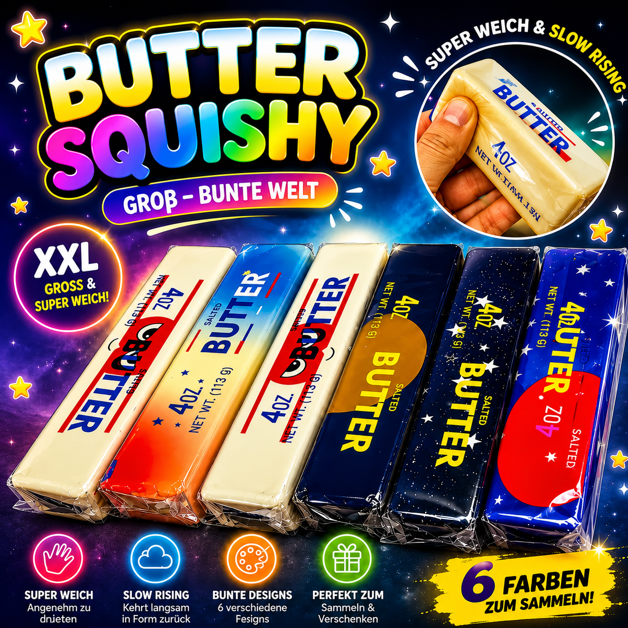 Butter Squishy Groß Bunte Welt
