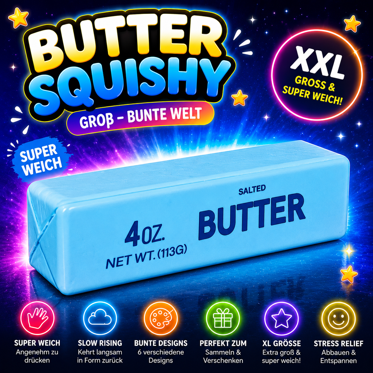 Butter Squishy Groß Blau