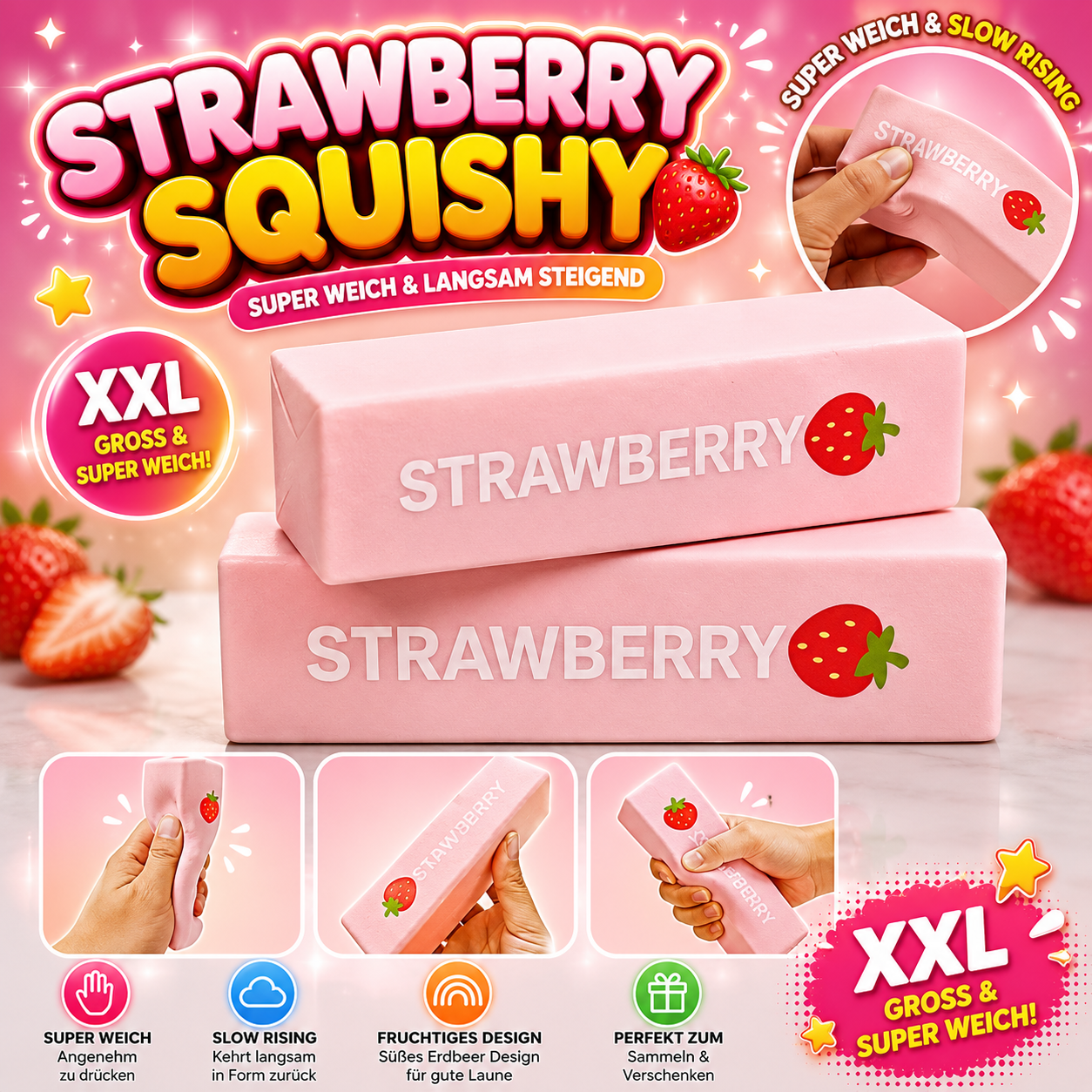 Butter Squishy Rosa Groß