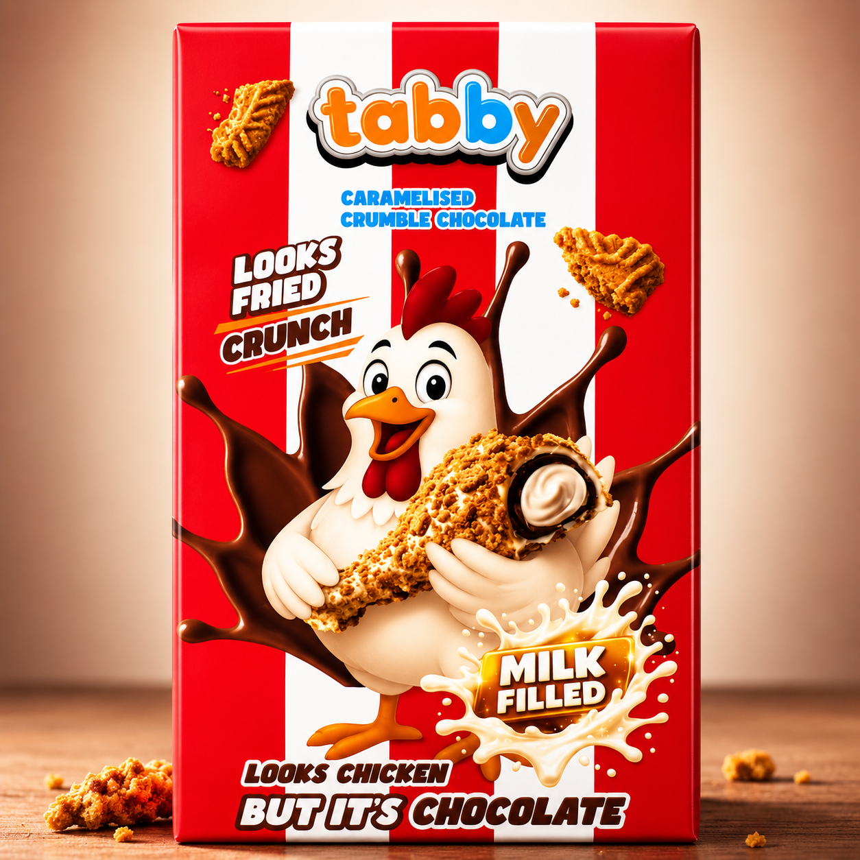tabby Chicken Wing Crunch Milk Filled Chocolate 50g