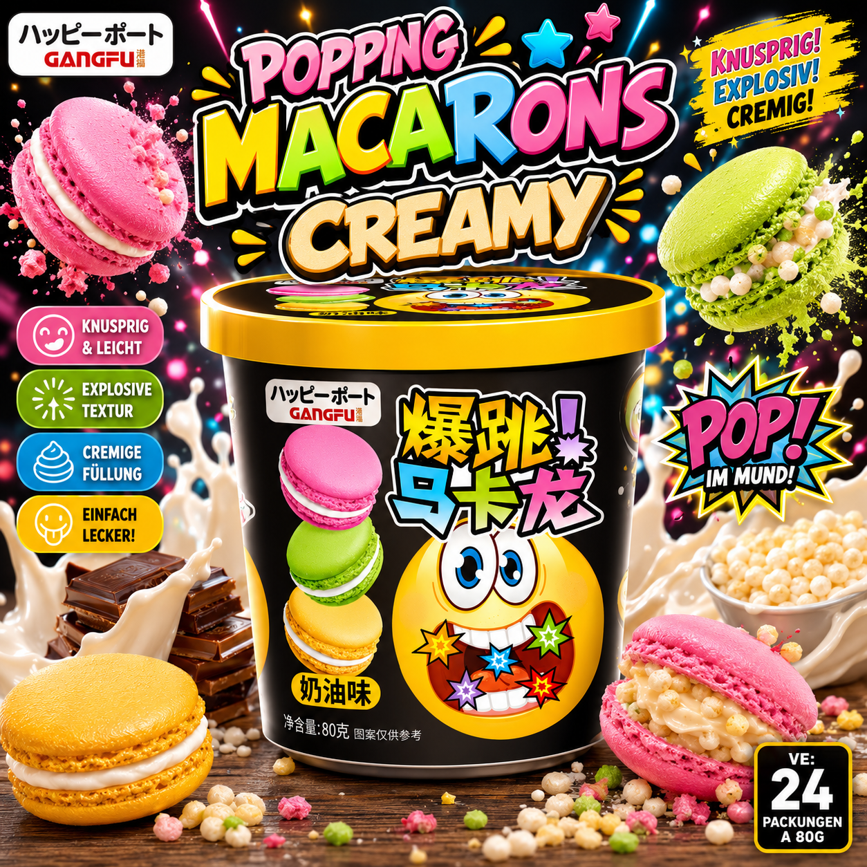 Gangfu Popping Macarons Creamy 80g