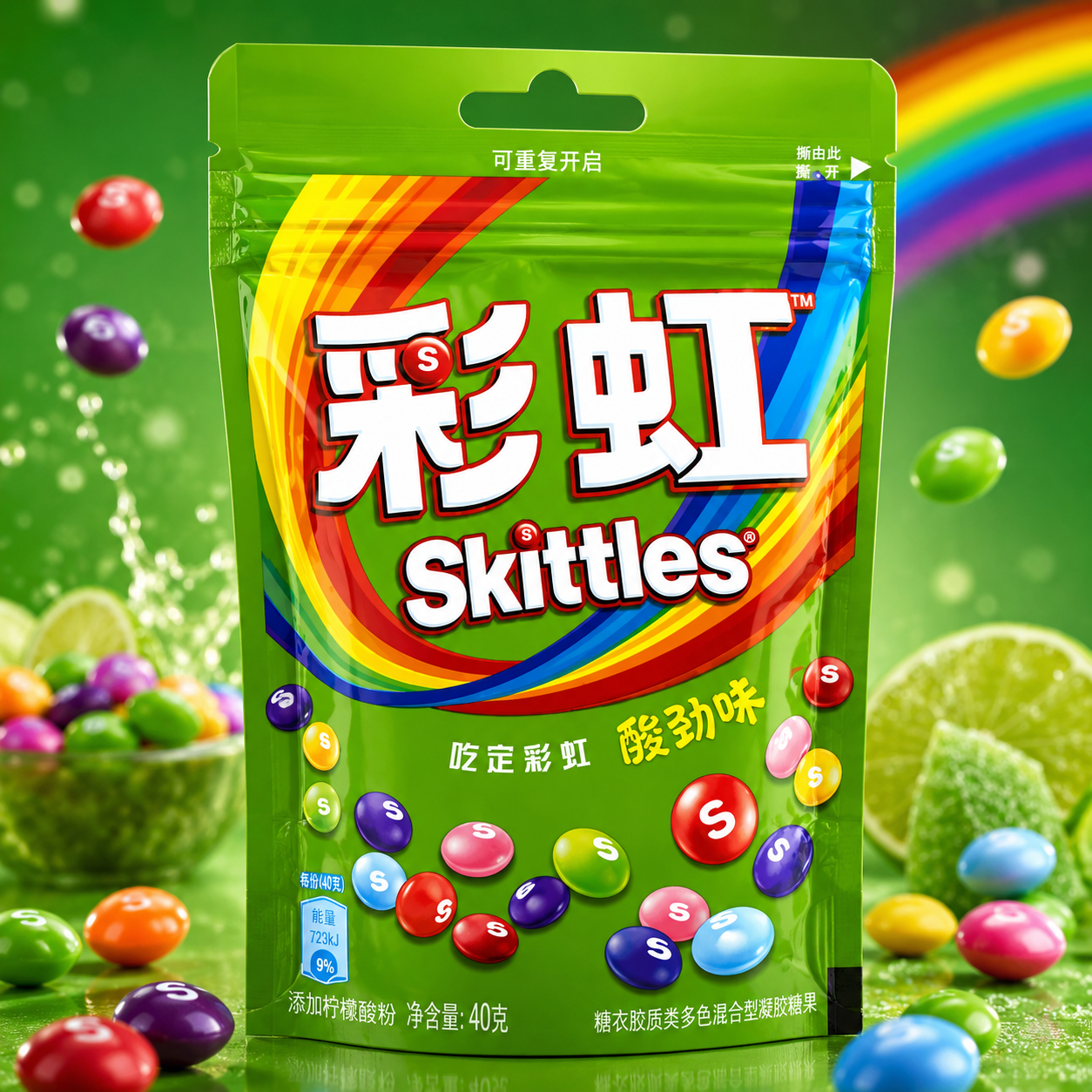 Skittles China Grün 40g
