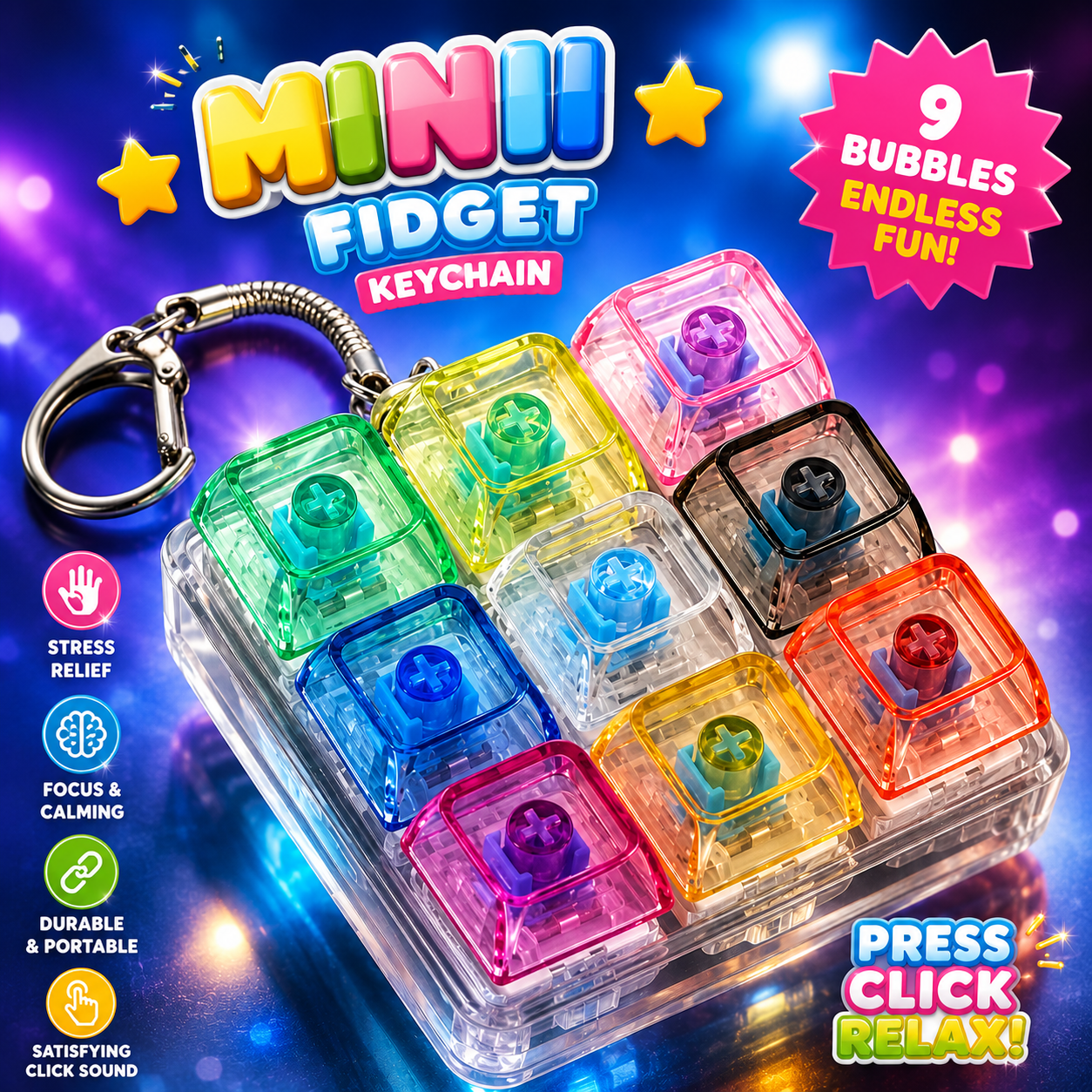 9-Tasten Mechanischer Schalter-Tester Schlüsselanhänger